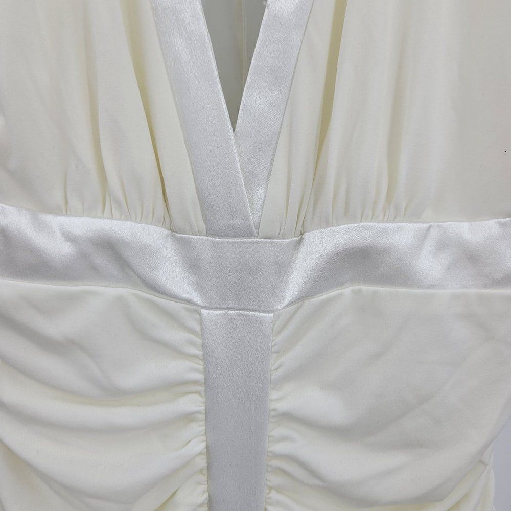 Vtg 80s Jessica McClintock Wedding Dress Gown Sz 8 Ivory Bodycon Fishtail Halter - Picture 6 of 16